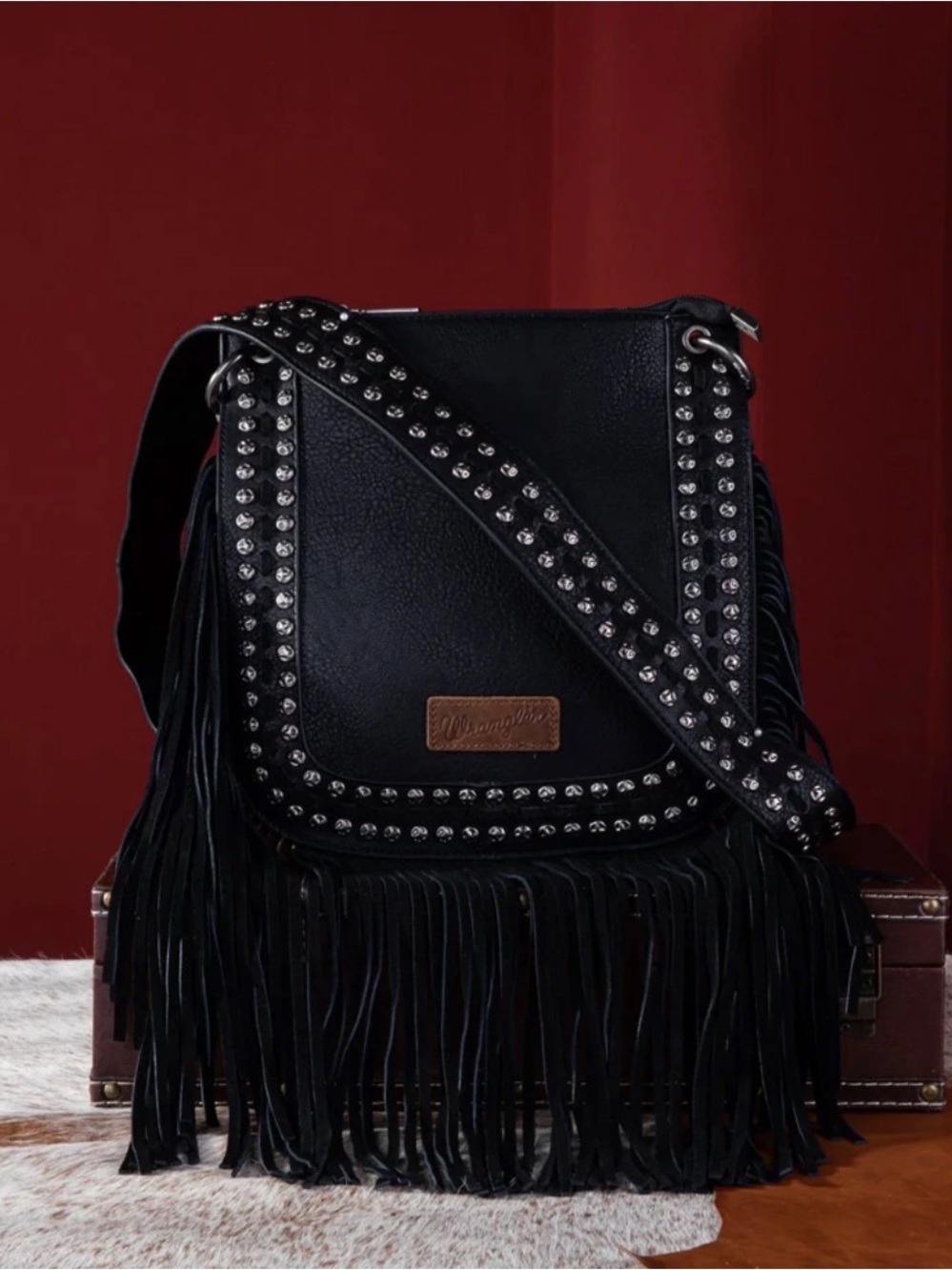 Wrangler by Montana West Black Fringe Concealed Carry Hobo Shoulder Bag